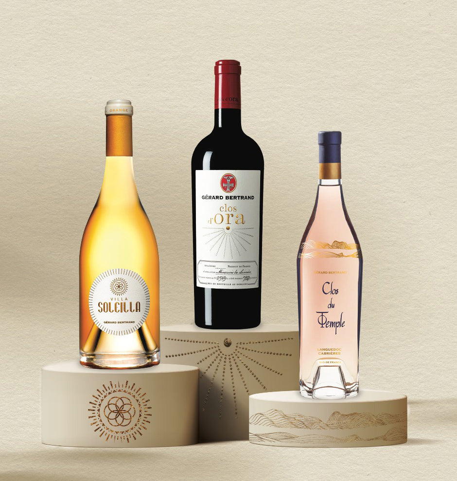 Sélection de bouteilles de la collection de vins bio et biodynamiques Gérard Bertrand